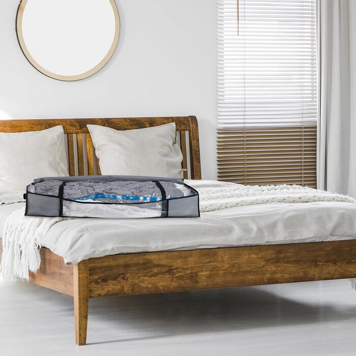 Relaxdays Unterbettkommode Vakuum 2er Set HBT 15x100x45 cm, Kleidung, Bettwäsche, Aufbewahrungstasche Vakuumbeutel, grau