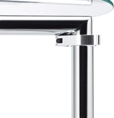 Relaxdays, Silber Kaffeetisch höhenverstellbar bis 70 cm, runder Wohnzimmertisch, verchromter Stahl, Glasplatte 46 cm Ø, Standard