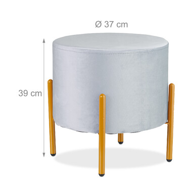 Relaxdays Samt Hocker mit 4 Metallbeinen