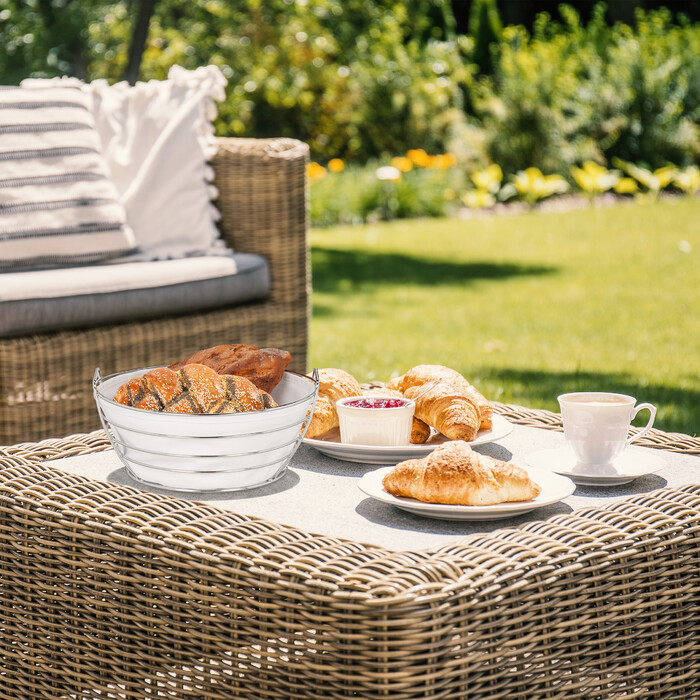 Relaxdays Runder Brotkorb Metall mit Stoffeinsatz