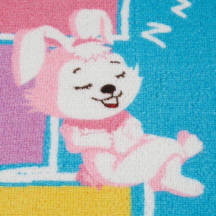 Relaxdays Kinderteppich Hüpfspiel, 180 x 70 cm, 10 Hüpfkästchen, Kurzflor, gummierte Unterseite, Spielteppich, bunt, 1 Stück