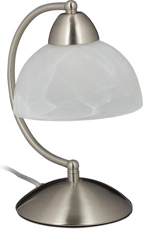 Relaxdays Tischlampe Touch, Retro Design, E14-Fassung, dimmbare Nachttischlampe, Glas & Eisen, HBT 25 x 15 x 19 cm, (Silber)