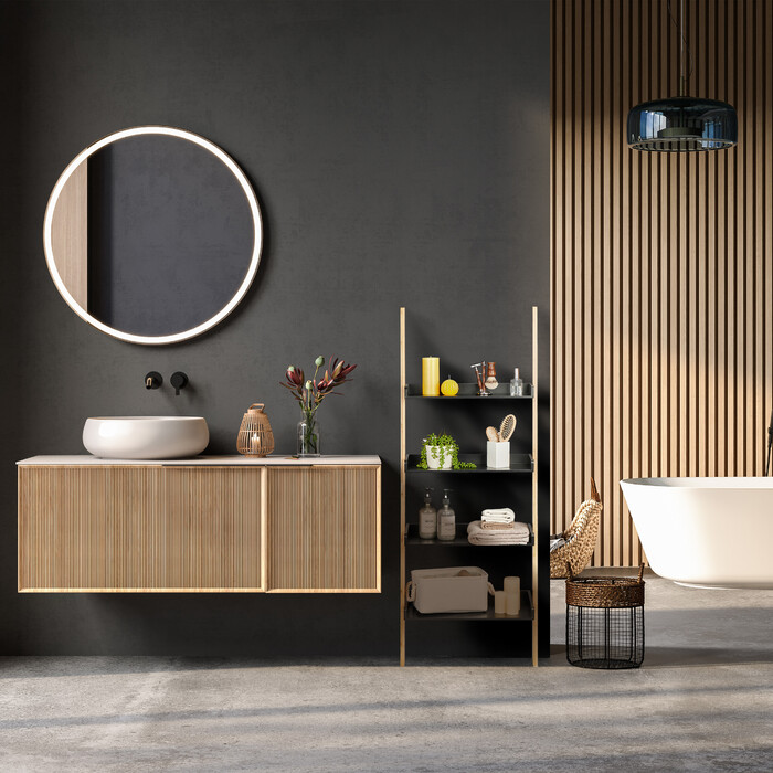 Relaxdays Leiterregal Bambus mit 4 Ablagen