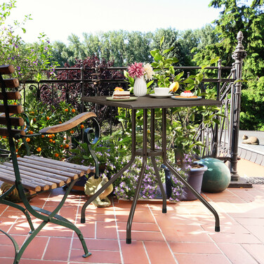 Relaxdays Gartentisch in brauner Holz-Optik