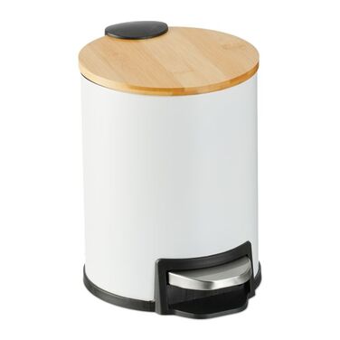 Relaxdays Bad Mülleimer 3 l mit Bambusdeckel