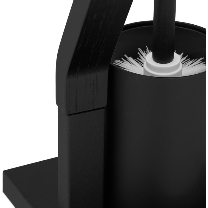 Relaxdays WC Garnitur, stehender Toilettenpapierhalter, Toilettenbürste mit Bürstenhalter, HBT: 75x18,5x18,5 cm, schwarz
