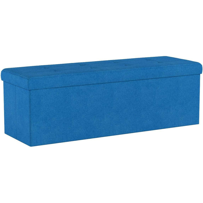 Relaxdays Faltbare Sitzbank XXL, Sitzcube mit Stauraum, Leinen, 38x114x38 cm, Blau
