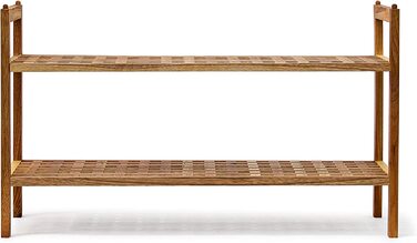 Relaxdays Schuhregal Walnuss stapelbar H x B x T: 40,5 x 69 x 26 cm Schuhablage mit 2 Ablagen für ca. 6 Paar Schuhe Holz Schu