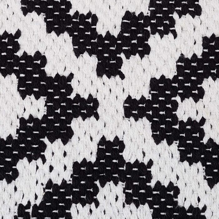 Relaxdays Teppich Baumwolle, Läufer rutschfest, Teppichläufer Flur, gewebt, Wohnzimmerteppich  schwarz weiß (80x200 cm)
