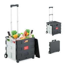 Relaxdays Klappbarer Einkaufstrolley mit Deckel