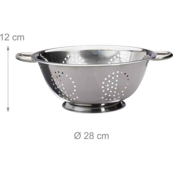 Relaxdays Küchensieb Edelstahl, Seiher 28 cm Ø