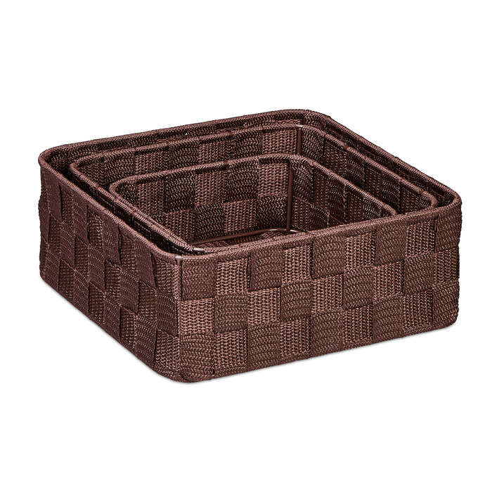 Relaxdays Brauner Aufbewahrungskorb 3er Set