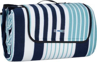 Relaxdays XXL Picknickdecke, 200x300 cm, isoliert, wasserdicht, gestreifte Fleece Stranddecke, weich, Tragegriff, bunt