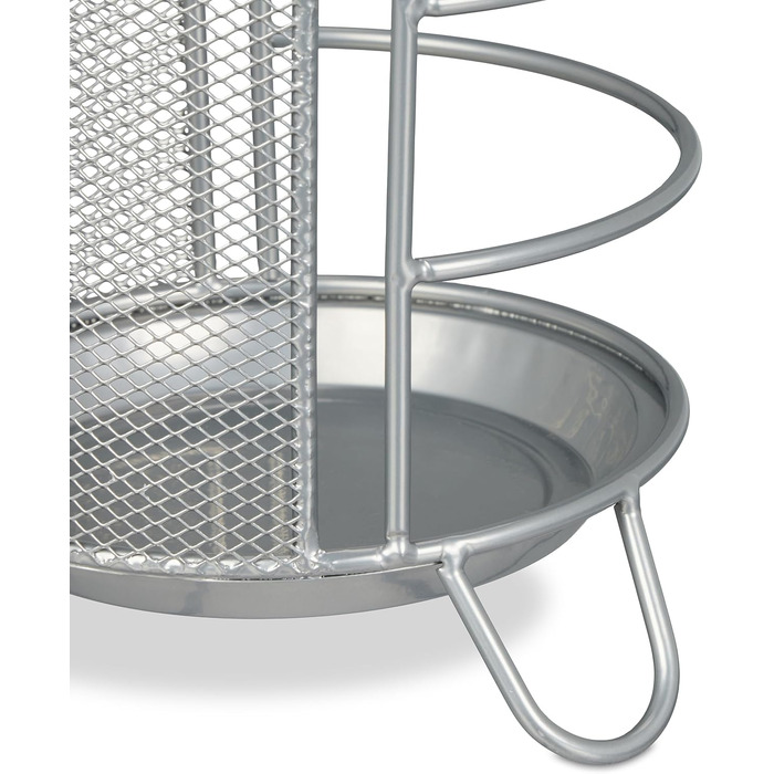 Relaxdays Metal Umbrella Stand, 44x16 cm, runder Schirmständer, modernes Design, Legierter Stahl (Silber)