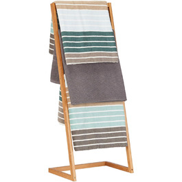 Relaxdays Handtuchhalter, Leiterregal, 4 Handtuchstangen, Bambus, HBT: 100x40x30cm