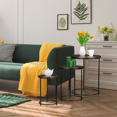Relaxdays Satztisch 3er Set Mangoholz