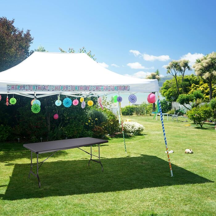 Relaxdays Gartentisch klappbar BASTIAN, groß, Tragegriff, stabiler Campingtisch, H x B x T: 72 x 178 x 74 cm, schwarz