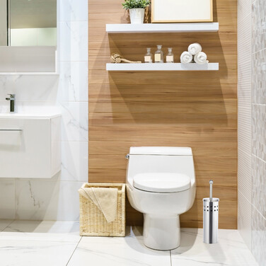 Relaxdays WC Garnitur aus Edelstahl rund