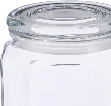 Relaxdays Vorratsgläser, 6er Set, 2,4 l, achteckige Dosen, luftdicht, transparent
