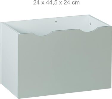 Relaxdays Kinderregal mit 3 Ablagefächern, Kiste mit Rollen, HBT: 70 x 50,5 x 28 cm, schmales Spielzeugregal, weiß/grau