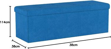 Relaxdays Faltbare Sitzbank XXL, Sitzcube mit Stauraum, Leinen, 38x114x38 cm, Blau