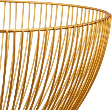 Relaxdays Obstschale Metall, runder Obstkorb, 14x25 cm, Drahtkorb, für Früchte, Gemüse & Brot, modern, Gold