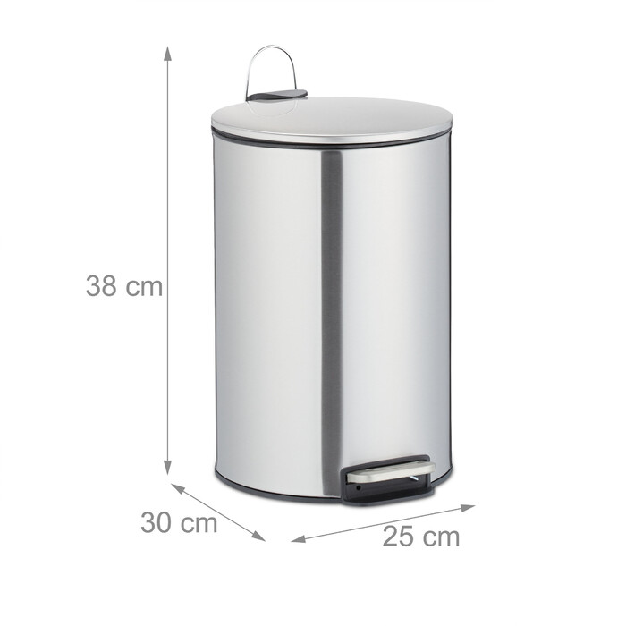 Relaxdays Edelstahl Treteimer 12 Liter