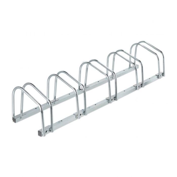 Relaxdays Silberner Fahrradständer für 5 Fahrräder