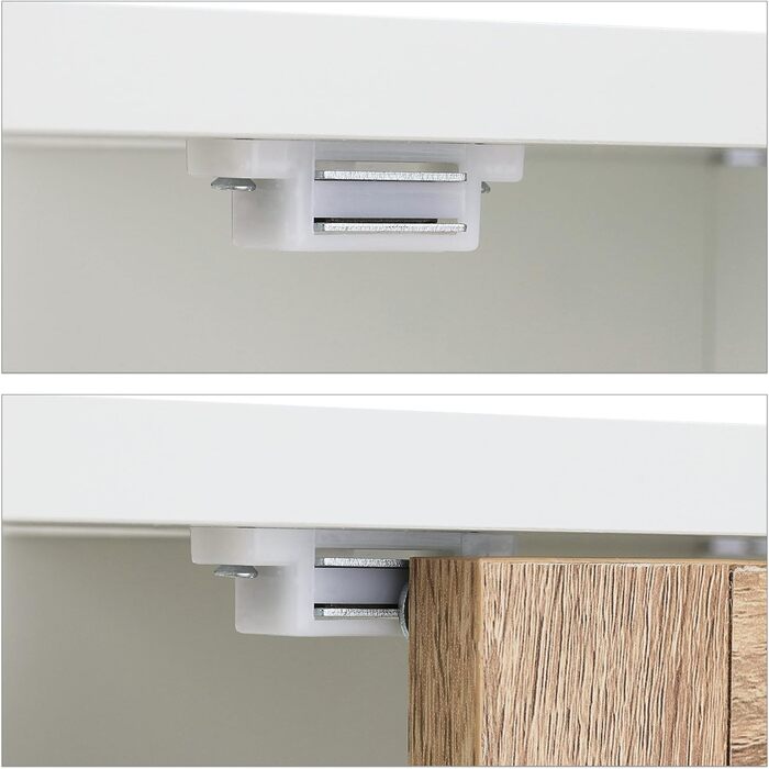 Relaxdays Waschbeckenunterschrank, 60 cm, 2 Fächer, Siphon-Aussparung, Rattan-Türen, weiß/Natur