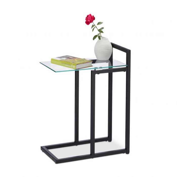 Relaxdays Edler Beistelltisch aus Metall und Glas
