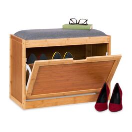 Relaxdays Schuhbank mit grauer Sitzfläche