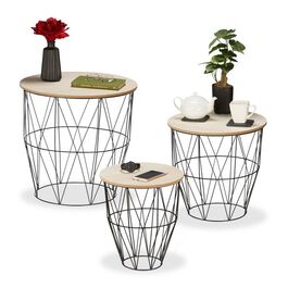 Relaxdays Korbtisch 3er Set