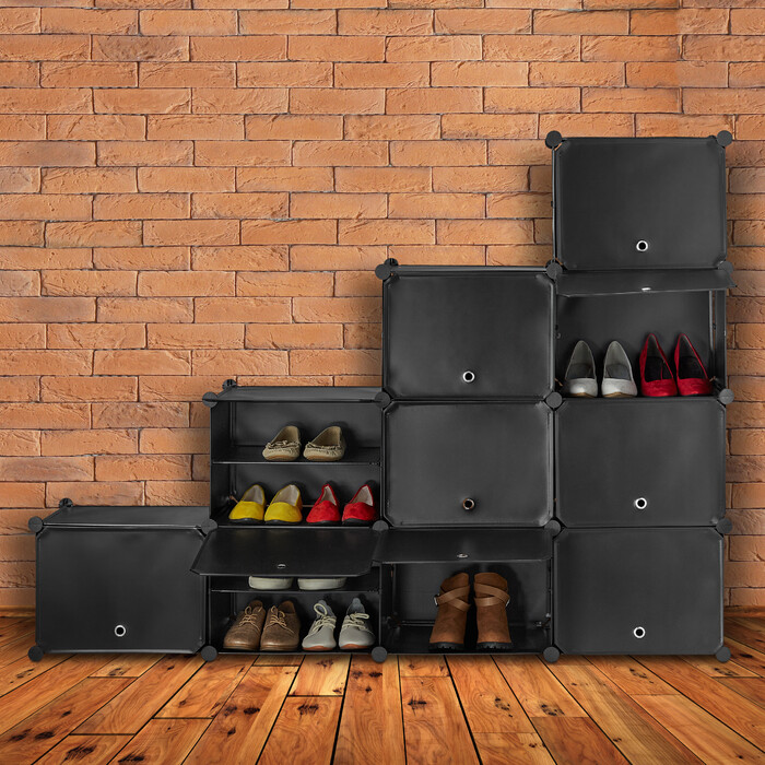 Relaxdays Schwarzer Schuhschrank mit 24 Fächern