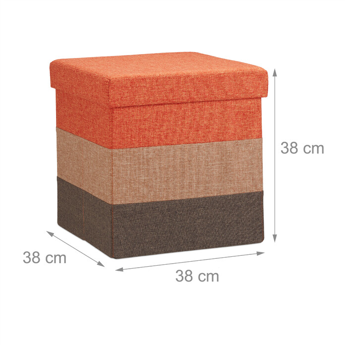 Relaxdays Gepolsterter Hocker mit bunten Streifen