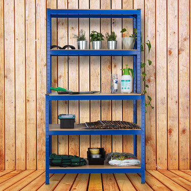 Relaxdays Schwerlastregal mit Werkbank blau