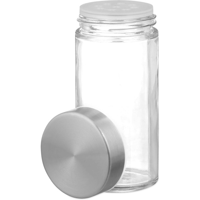 Relaxdays Gewürzkarussell, 12 Gläser, 360° drehbar, Edelstahl/Glas, HxD: 25,5x14 cm, Silber/Schwarz