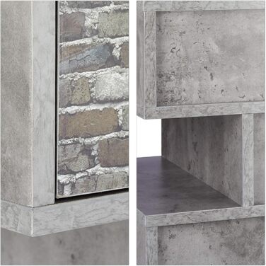 Relaxdays Vintage Kommode, 4 Schubladen, Lowboard in Betonoptik, Motiv, HBT: 68x60x40 cm, grau
