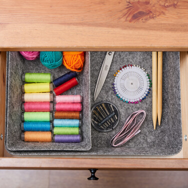 Relaxdays 4-teiliger Schubladen Organizer Filz
