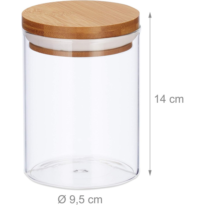 Relaxdays Vorratsdosen Glas 3er Set, 600 ml, für Pasta, Reis, Müsli, Kaffee, 14x9,5 cm, Transparent