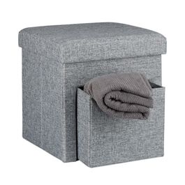 Relaxdays Faltbarer Sitzhocker Leinen mit Fach