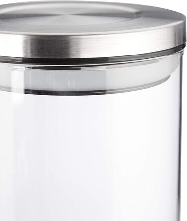 Relaxdays Vorratsglas 3er Set, luftdicht, Edelstahl Deckel, für Pasta, Müsli & Reis, 1,5 l Küchenbehälter, Silbertransparent,