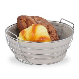 Relaxdays Runder Brotkorb Metall mit Stoffeinsatz