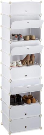 Relaxdays Schuhregal 10 Ebenen, 176x49x37 cm, weiß