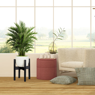 Relaxdays Blumenständer Bambus verstellbar schwarz