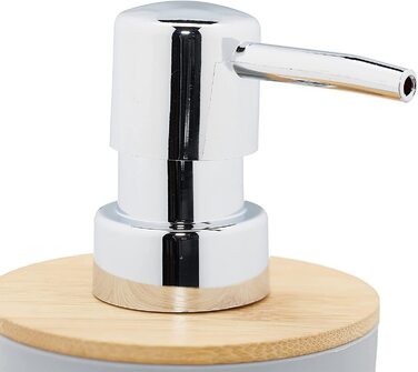 Relaxdays Badezimmer Set, 6-teilig, Badaccessoires Kunststoff, Bambus, komplette Badezimmerausstattung, Badset, grau