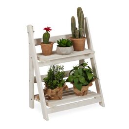 Relaxdays Weiße Blumentreppe aus Holz