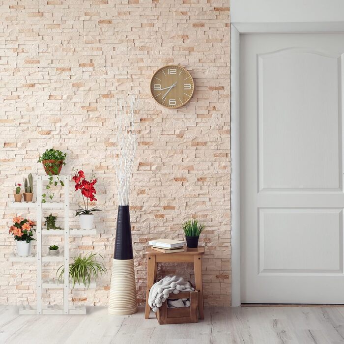 Relaxdays Blumenregal Holz, 5-stufige Blumentreppe, HxBxT: 125x81x25 cm, Shabby, Weiß
