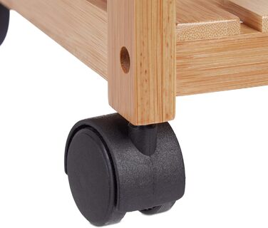 Relaxdays Servierwagen, 3 Etagen, Rollen mit Bremsen, 77x47x32,5 cm, natur, Hellbraun, Schwarz