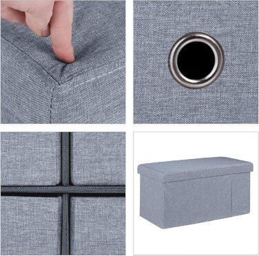 Relaxdays Sitzbank mit Stauraum, 6 Schubladen, Sitzpolster, faltbar, 39x76x38 cm, grau