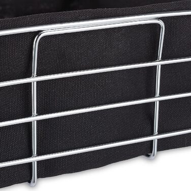 Relaxdays Brotkorb Metall, Stoffeinsatz, modern, Edelstahl, HBT 10,5x23x23 cm, schwarz